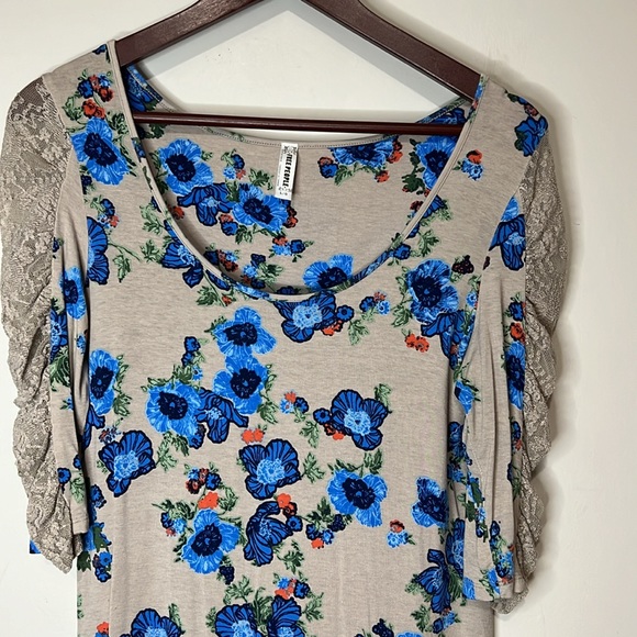 Free People floral print lace sleeve dress - Picture 3 of 9